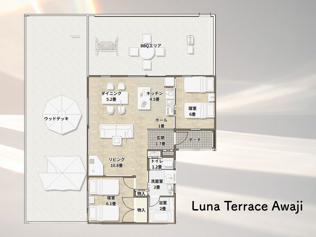 淡路島の南フランス風プロヴァンス住宅 Luna Terrace Awaji　間取り